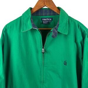 Nautica Mens Long Sleeves Full Zip Jackets Collared Green Casual Outerwear XL